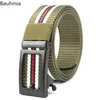 Belts Business Alloy Automatic Buckle Nylon Belt Winter Leisure Sports Single Circle Stripe High Quality 125 4CM