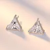 Orecchini a lobo Argento sterling Gioielleria raffinata Zirconia Geometria Triangolo per le donne Brincos De Prata S-E210StudStud