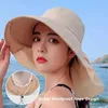 Chapeaux à large bord pour femmes Chapeau de soleil à large bord Été Pliable Pliable Summer Beach Ponytail Anti-UV Sun Bucket Hats Neck Guard Fisherman Hat G230227