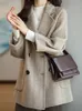Mezclas de lana de mujeres Fashion en abrigo Femenino Otoño Invierno Bolsos sólidos Elegantes Jackets 230228