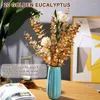 Decoratieve bloemen 10 pc's kunstmatige bloem gouden eucalyptus bladeren nep blad stengel herfst decoratie plant bruiloft diy arrangement