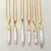 Кокер WT-N830 Design! Оптовая мода натуральные жемчужные ожерелья для случайного размера подвеска с золотым цветом, покрытым для женщин