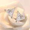 Stud Earrings Sterling Silver Fine Jewelry Zirconia Geometry Triangle For Women Brincos De Prata S-E210StudStud
