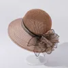 Chapeaux à large bord Été Organza Chapeaux de soleil pour femmes Kentucky Derby Chapeaux Chapeau de pêcheur à fleurs élégantes Grand large bord Fedora Beach Church Party Cap G230227