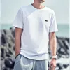 Camisetas masculinas de 230g de algodão de algodão masculino masculino de camiseta curta do pescoço reto