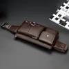 Waist Bags Multi-Function Men Bag Many Departments Male Pack Pouch Soft Leather Fanny Man Belt Chest Brown Trumpet