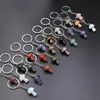 20mm estátua de cogumelos -chave anéis de cadeias naturais Charms esculpidos keychains Casador de chaves de cristal para homens homens