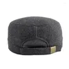 Bérets automne hiver militaire chapeau hommes rétro plat haut armée casquette laine chaud moyen âge papa solide noir Gorra Militar marin mâle