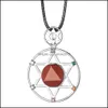 Подвесные ожерелья стерлинги Sier Hexagram Star Collece Cutal Crystal Stone David Stars Shield Hexagrams Двухслой -ювелирные украшения D Dh6hy