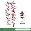 Decorative Flowers 1.7Meters Artificial Red Berry Vine For Christmas Tree Decoration Foam Rattan Home Wall Hanging Fake Plants