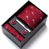 Neck Ties Wholesale Beautiful Custom Gift Box For Business Group Wedding 75 cm Silk Men Tie Hanky Cufflinks Tie Clip Set J230227