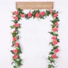 Decorative Flowers 2 Pcs Artificial Rose Garland 2.2M Faux Silk Flower Wedding Vine Indoor Living Room Water Pipe Decoration Plastic Plant