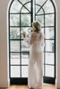 Bruidsmeisje jurk Chiffon Bridal Robe Nachthemd tweedelige kanten riem lange mouwen slaapkleding nachtdress vrouwen nachtkleding boudoir