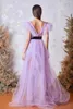 Party Dresses Light Purple Elegant Prom V-Neck Long Simple Ruffles Tulle A-line Plus Size Women Evening Night Gowns Custom Made