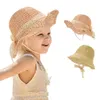 Hats Baby Bow Straw Hat Infant Wide Brimmed Sunhat Princess Summer Beach Bonnet Cap