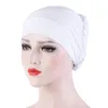 2023 Etniska kläder 16-färg Muslimsk botten av pannband Cap Crystal Hemp Multi-färg Kemoterapi CAP Kvinnor Hijabs Turban Elastic tyghuvud Cap Damer Hår
