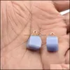 car dvr Charms Gold Side Natural Crystal 10Mm Irregar Stone Pendant Quartz Blue Pendenti per gioielli che fanno Drop Delivery Components Dhw1P