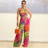 Women Jumpsuits & Rompers designer Hollow out Sexy summer Digital print lace-up breast Wrap jumpsuit trousers suit zh2843 fashion clothing