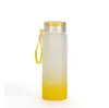 USA Ship 500 ml sublimering Glas vattenflaska 17oz gradientfärger frostade glasflaskor med lanyards blandade färger packar 50 st/fodral