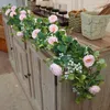 Dekorativa blommor kransar party Joy Artificial Silk Rose Gypsophila Garland Fake Eucalyptus Vine Hanging Plants For Wedding Home Party Craft Decor 230227