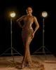 2023 Arabische Aso Ebi Mermaid Gold Prom Dresses kristallen Feather Evening Formeel feest tweede receptie geboortedovoet jurken jurken jurk zj633