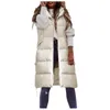 Kvinnor ner Loose Vest Women Coat Solid Casual Hooded Pocket Jacket ärmlös dragkedja Parkas