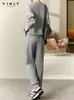 Womens Suits Blazers Vimly Sport Two Piece Set Sweatsuits For Women Autumn Spring Casual Long Sleeve Sweatshirt Top and Pants V3825 230227