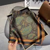 Kvinnor 100 Silk Scarf Paisley Square Neckerchief Cravat Shawl Wraps Brown 68cm*68 cm