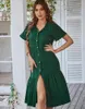 Party Dresses Khalee Yose Vintage Midi Dress Button Front Summer Chic Women With Belted V-Neck Sexy Office Ladies Casual 2023