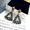 Dangle Küpeler Ustar Vintage Black Crystal Drop Kadınlar İçi İçi Boş Üçgen Küpe Beyanı Moda Düğün Mücevher Hediyeleri