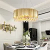 シャンデリア楕円形の豪華な金天井調光照明ポストモダンペンダントラストルストレスハンギングランプの家の装飾ダイニングテーブル