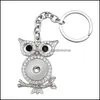 voiture dvr Porte-clés Longes Noosa Mode Coeur Rond Hibou Cristal Strass Snap Porte-clés Fit 18Mm Boutons Porte-clés Drop Delivery Accesso Dh3E6