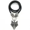 Pendentif Colliers Nostalgie Nordique Rouge Yeux Noirs Loup Amulette Charme Longue Chaîne Grand Collier Viking Pendentifs Talisman Wicca Païen Bijoux