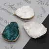 Pendant Necklaces Natural Blue Druzy Stone Gold Color Plated Edge Drusy Crystal Jewelry Making Necklace Accessory Geode Rough Gem Charms