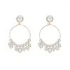 Hoop Earrings Fashion Korean Imitation Pearl Circle Women's Gold Color Round White Big Simple Party Jewelry