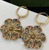 2023Vintage Big Flower Dangle Boucles D'oreilles Stud Vintage Coloré Strass Fleurs Eardrop Boucle D'oreille Femmes Lady Party Anniversaire Cadeaux De Noël Avec Boîte