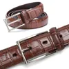 Belts Casual Men Belts Crocodile Pattern Cowskin 30 CM Belts For Women Unisex Genuine Leather Belt Cinturones Para Hombre Black Brown Z0228