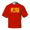 Erkek Tişörtler Erkek Spor Kıyafetleri Gevşek Kırmızı Kısa Kollu T-Shirt Yaz Egzersiz Vücut İnşa Yarı Trend Moda Sokak Giysesi