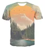 Mäns T -skjortor Men's Short Sleeve and Street Style 3D Anime Ghost /Landscape Creative Art Design Colorful Funny -Hirt