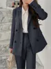 Kvinnors kostymer Blazers Kvinnor Twopiece Set Pantsuit Office Ladies Elegant Blazer Suit Female Jacket Workwear Business Clothes 230227