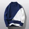 Men's Sweaters autumn and winter men's sweater color matching comfortable warm round neck long sleeve casual all-match knitted top 230228