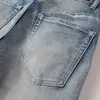 Wielki rozmiar 40 Slim Cut Biker Dżins dżinsy męskie Elastyczne rozryte Washed341V