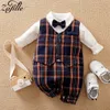 Combinaisons ZAFILLE bébé garçon barboteuse avec cravate Gentleman salopette pour nés hommes bébé vêtements bébé combinaison ramper pour enfants vêtements 230228