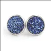 car dvr Stud Round Stainless Steel 12Mm Resin Druzy Drusy Earrings Handmade For Women Jewelry Men Drop Delivery Dho60