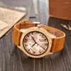 Wristwatches Creative Wooden Watch Men Ostrich Deer Wristwatch Imitation Imitate Wood Case Couple Quartz Soft Leather Strap Women Lover