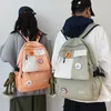 Ryggsäck lapptäcke färg nylon för 2023 vinterskolväskor tonårsflickor damer college harajuku reseskolor ryggsäck