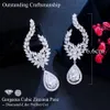 Ear Cuff CWWZircons Luxury Shiny Water Drop Dangle Cubic Zirconia Long Earring for Women High Quality Fashion Party Wedding Jewelry CZ964 230228