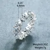 Anneaux de mariage Marquise coupe pleine Zircon pierre anneau couleur argent blanc cristal oeil de cheval pour les femmes fiançailles Vintage bijoux