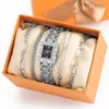 Montres-bracelets montres-bracelets pour femmes bracelet de luxe cadeau dames simple or rectangle cadran quartz ensemble