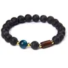 8mm Black Lava Stone Beads Bracelet Natural Stone Blue Green Tiger's Eye Wmen Men Bracelet Stretch Jewelry